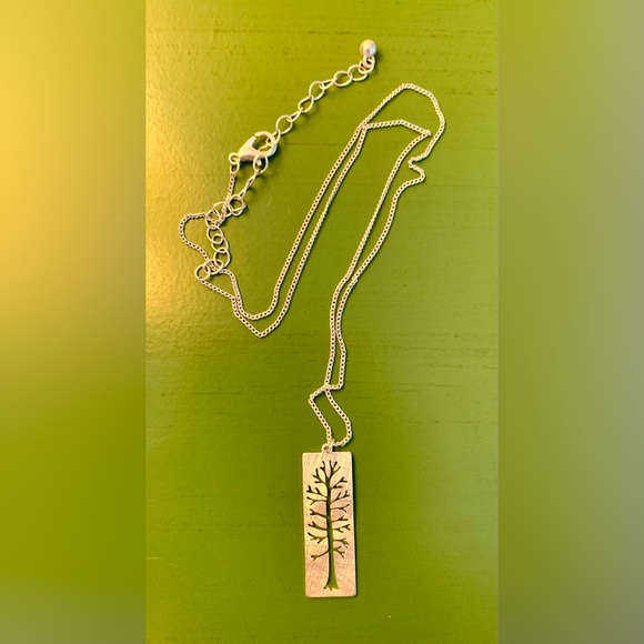 Jewelry - Silver Tree Charm Pendant Necklace Adjustable Chain 17-21”